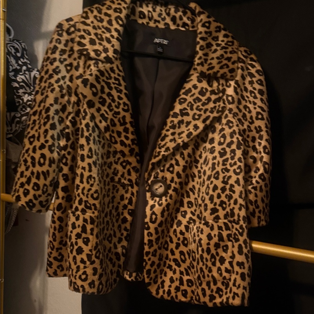 Apt. 9 Women's Tan Leopard Blazer